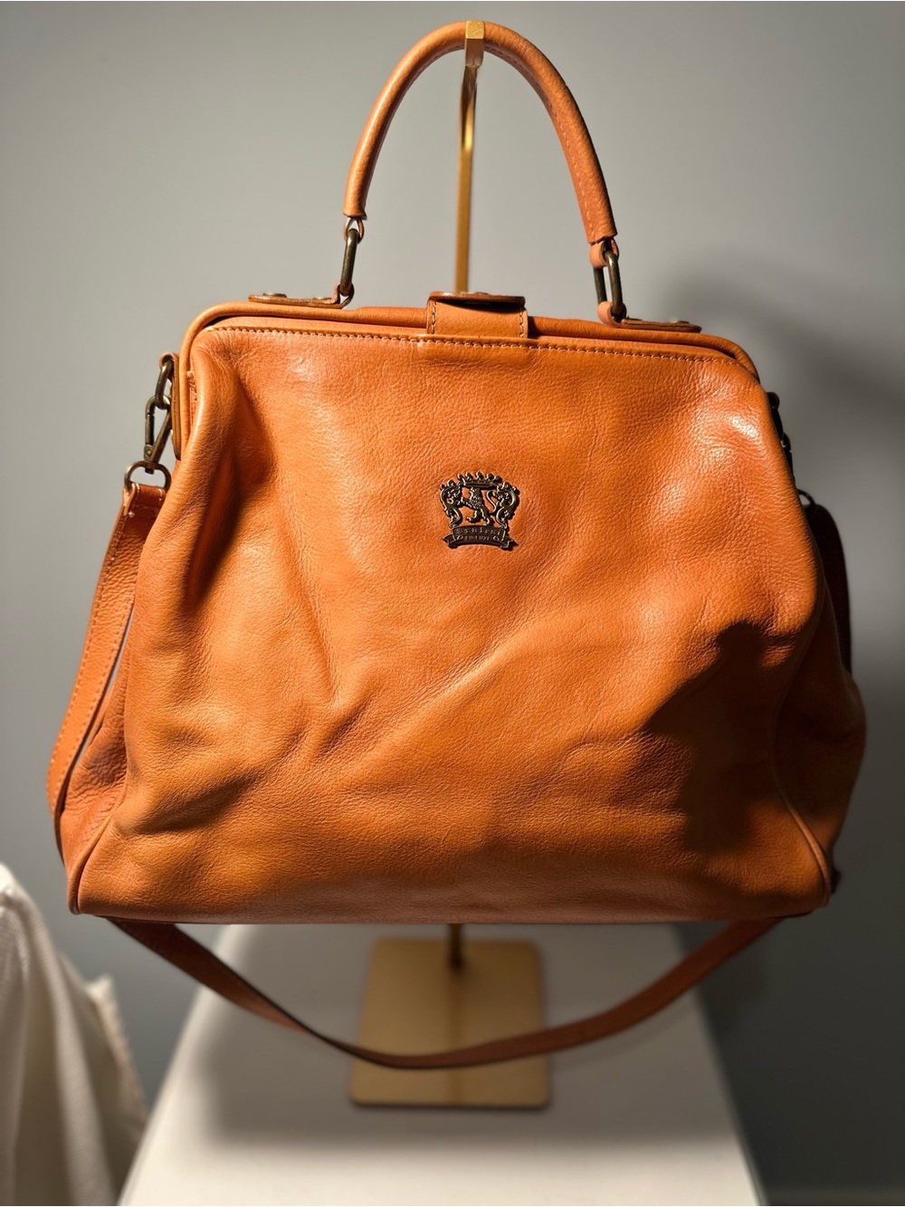Pratesi Firenze Leather Frame Satchel/Doctor’s Bag, Made in Italy